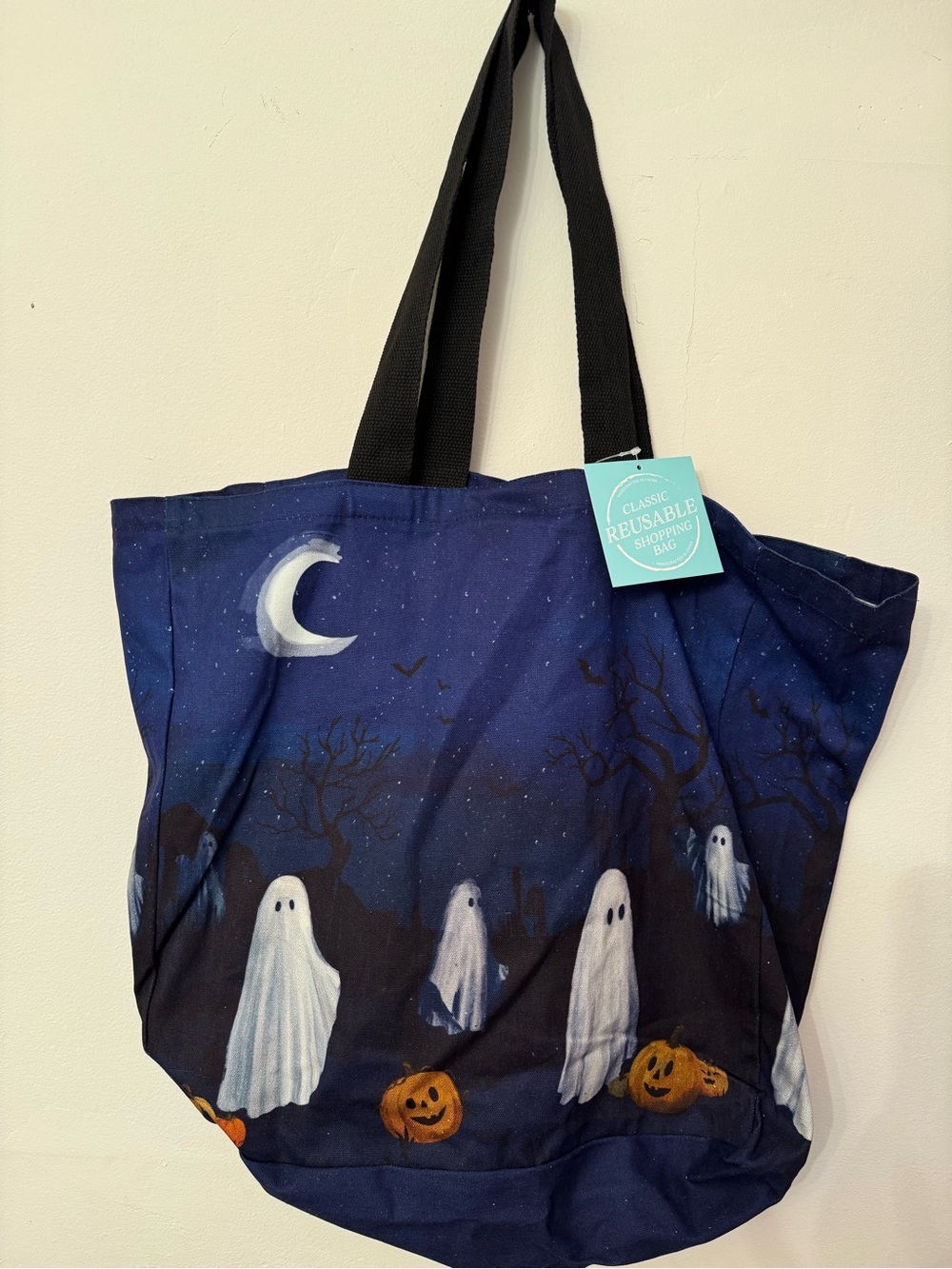 Halloween Ghost Pumpkin Canvas Tote Bag
